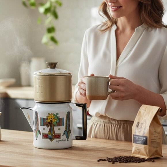 Georges Briard Enamelware Percolator Coffee Pot - Picture 1 of 13